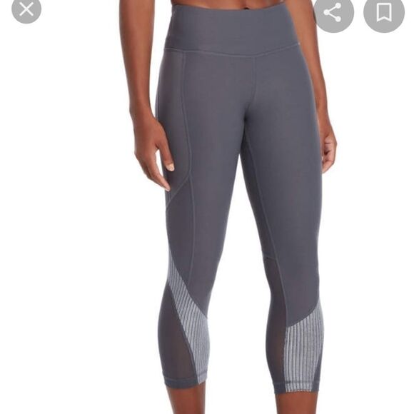 90 Degree By Reflex Grey Velour & Mesh Panel Capri - Picture 1 of 10